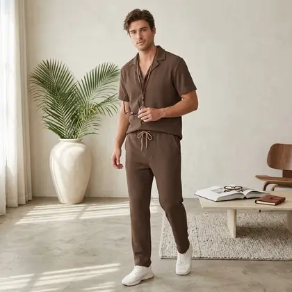 Trending Summer Waffle Cord-Set For Men's .