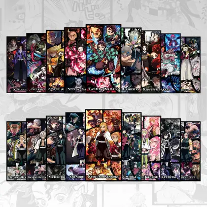 Demon Slayer Anime Poster 18 Set Nezuko Tanjiro Zenitsu Inosuke Hashira Giyu Rengoku Shinobu Mitsuri Uzui Upper Moons Akaza, Kokushibo, Douma and Muzan Collectible