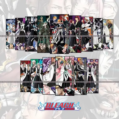 Bleach Anime Series Poster Set 15 Pieces Premium Quality And Print Ichigo Aizen Kenpachi Kisuke Yoruichi Byakuya Shunsui Yamamoto Rukia Renji Toshiro Grimmjow Ulquiorra Shinji Mayuri Collectible