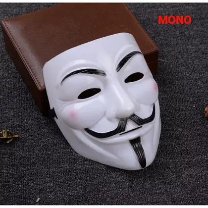 Plastic Anonymous Guy Cosplay Mask - 21.5 x 17.5cm | Vendetta Halloween Mask | PVC Hard Plastic Cosplay Mask