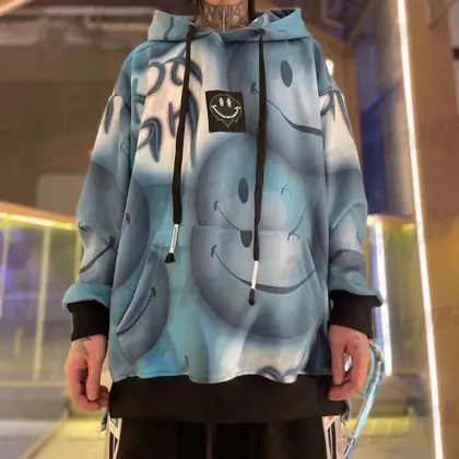 | Instyle Nepal | 5027 Smile Graffiti Over Size Hoodie For Men