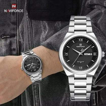 NAVIFORCE NF8030 Fashion Business Date Quartz Waterproof Military Stainless Steel Men's Watch
