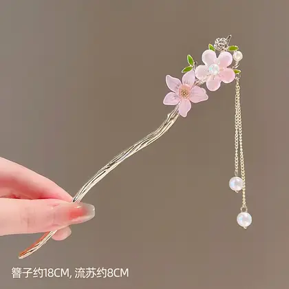 l Hair Clip Flower Hair Clips for Women Rhinestone Hair Accessories Barrettes for Girls Japanese Hair Traditional Flower Hair Sticks Bun Diamond Rhinestone Hair Piece Bride