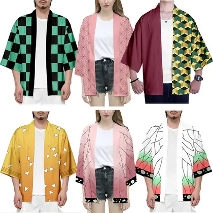 Party Clothing Agatsuma Zenitsu Plus Size Kamado Tanjiro Tomioka Giyuu Demon Slayer Kimono Kimetsu No Yaiba Anime Cosplay Cosplay Jackets