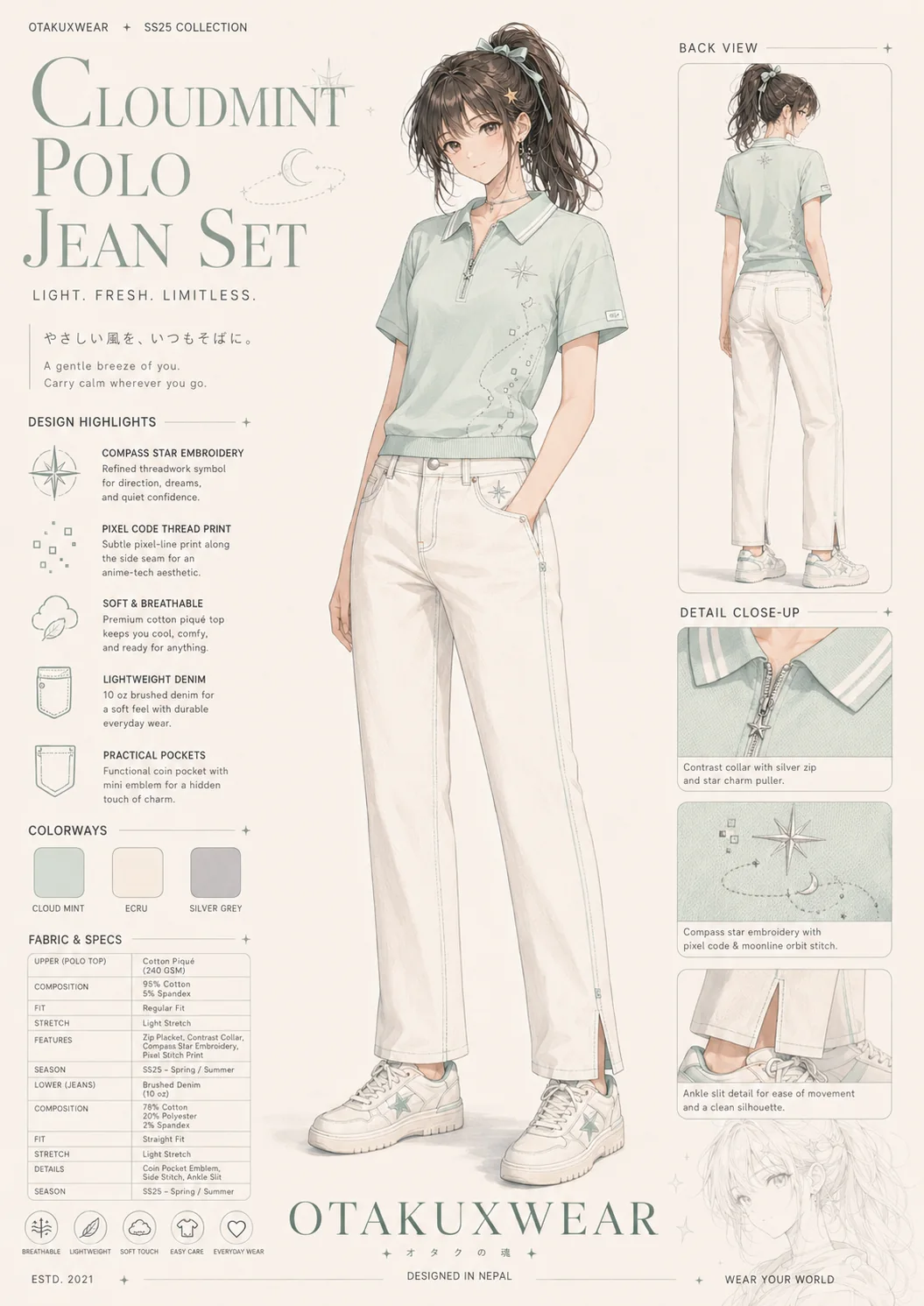 Cloudmint Polo Jean Set coming soon OtakuXWear drop