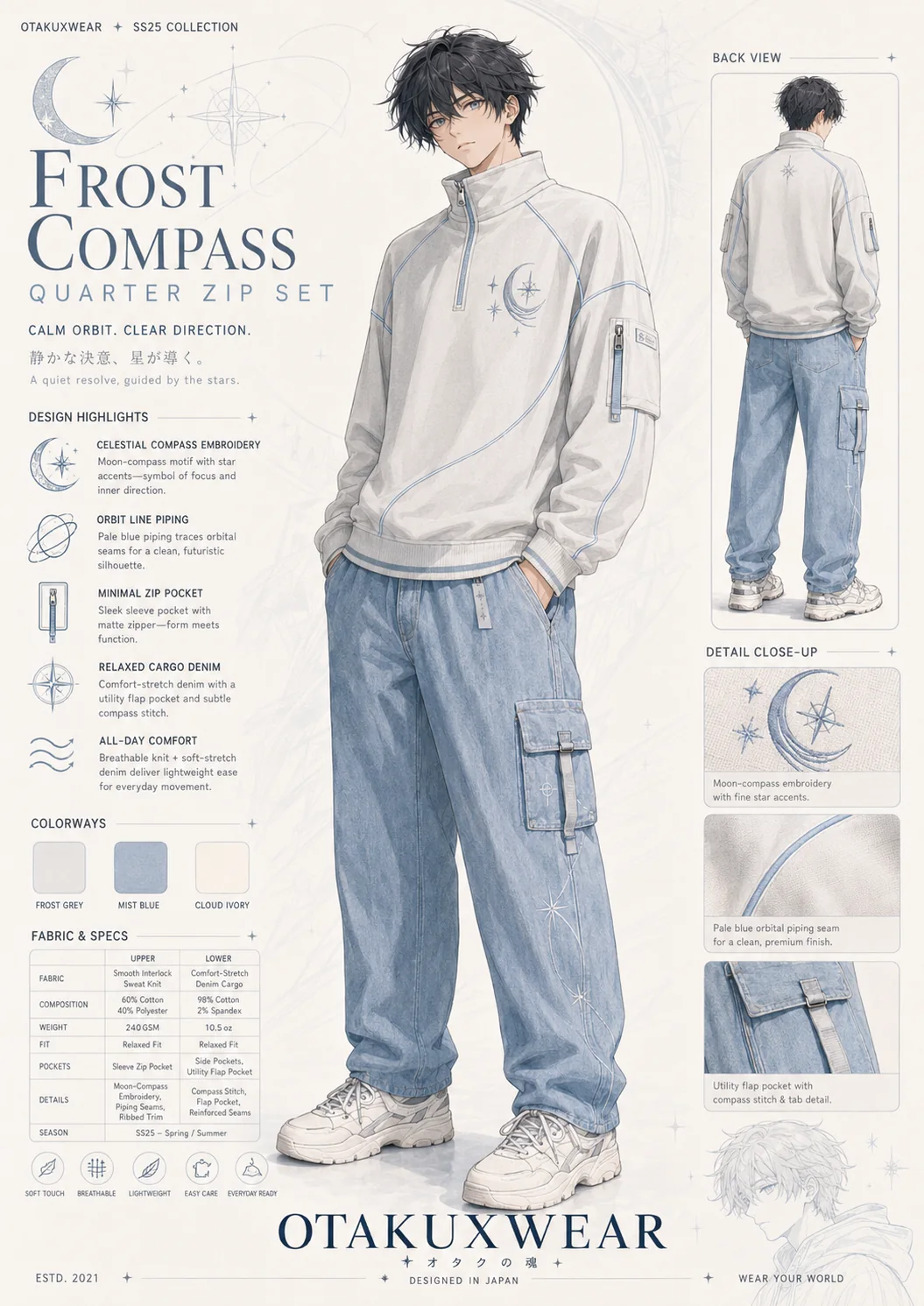 Frost Compass Quarter Zip Set coming soon OtakuXWear drop