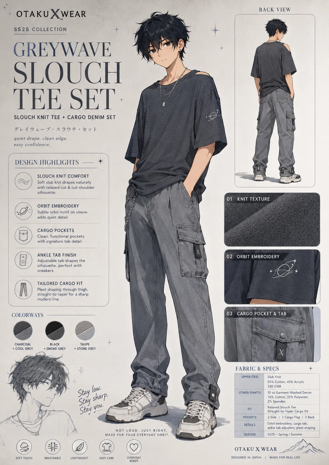 Greywave Slouch Tee Set coming soon OtakuXWear drop